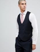 Asos Wedding Slim Suit Vest In Navy Cashmere Blend - Navy