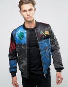 Diesel J-kit-patch Bomber Jacket Artwork - Black