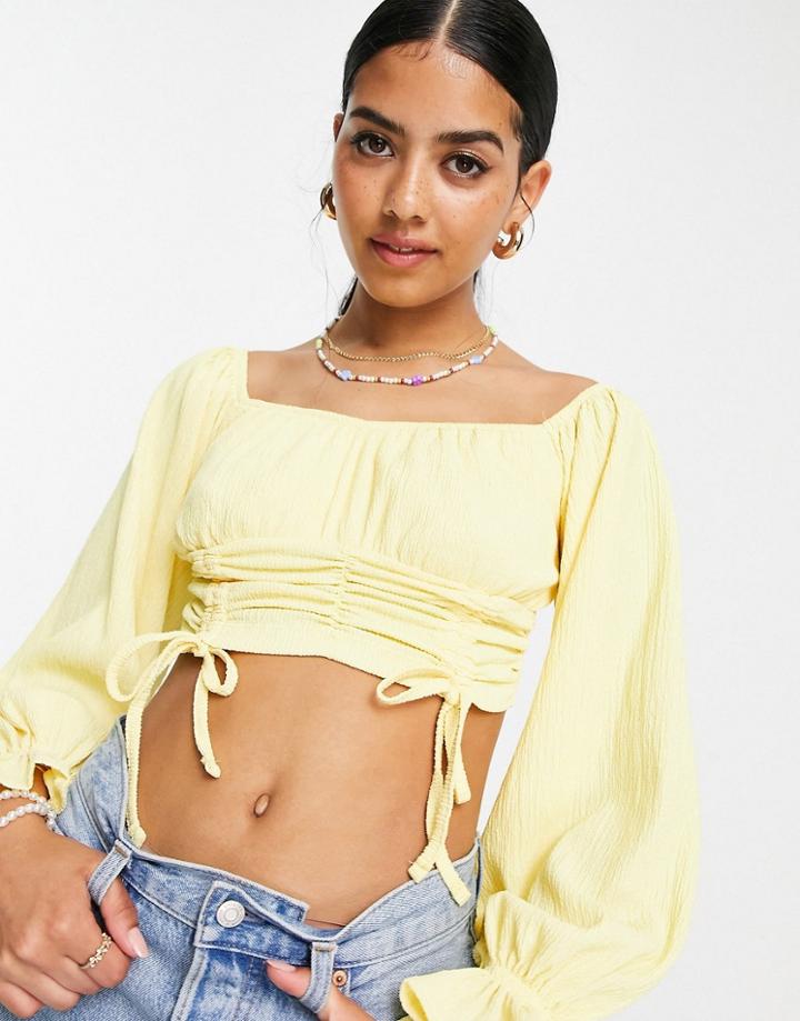 Asos Design Off Shoulder Top In Yellow