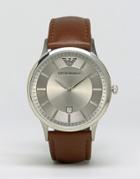 Emporio Armani Ar2463 Tan Leather Strap Watch - Brown