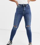 New Look Petite Ripped Skinny Jean In Blue