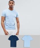 Emporio Armani Muscle Fit 2 Pack T-shirt In Light Blue/navy - Navy