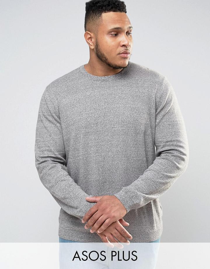 Asos Plus Knitted Sweater In Khaki Twist - Gray