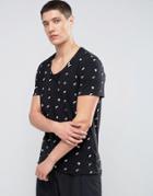 Casual Friday T-shirt In All Over Eclipse Print - Black