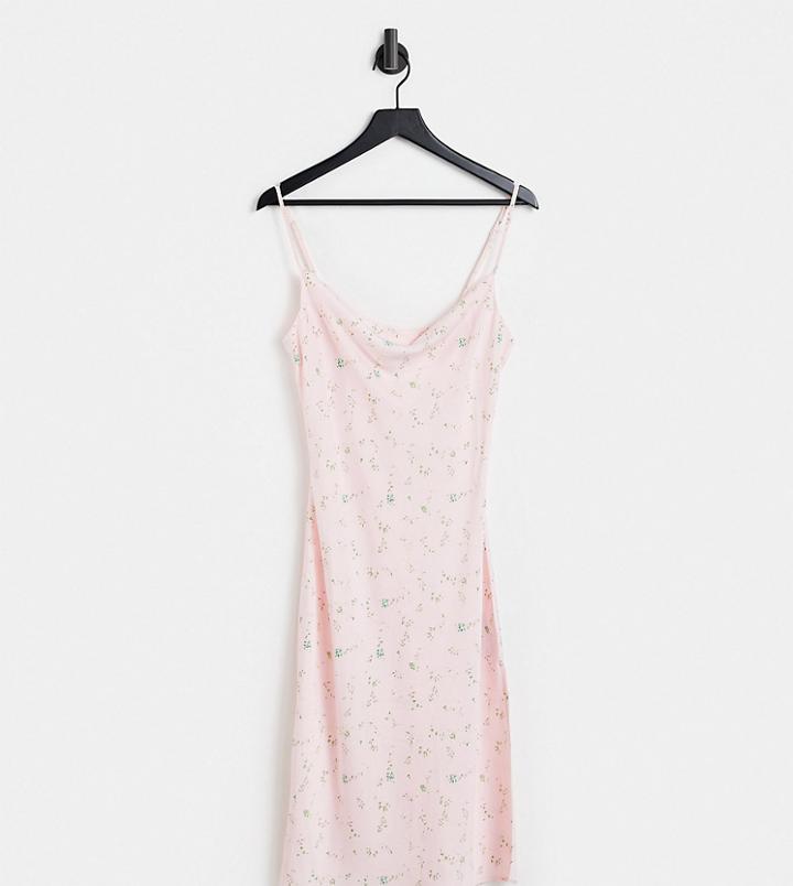 Y.a.s Petite Cami Midi Dress In Pale Pink Floral