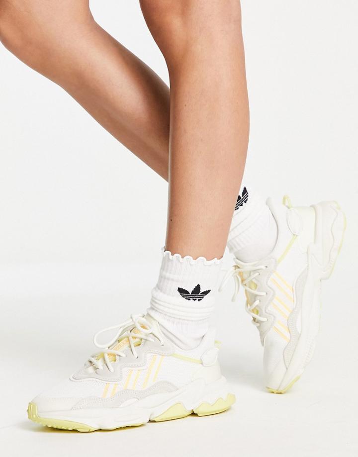 Adidas Originals Ozweego Sneakers In Off White With Orange Details