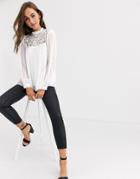 Lipsy Lace Pleated Top-white