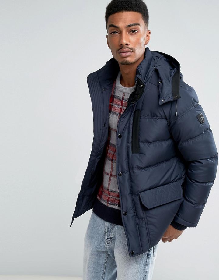Tommy Hilfiger Down Parka Jacket In Navy - Black