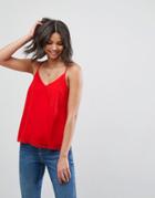 Asos Swing Cami With Double Layer - Red