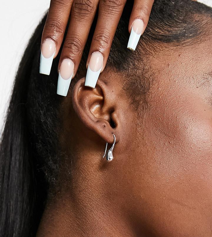 Asos Design Sterling Silver Pull Through Earrings In Melt Design