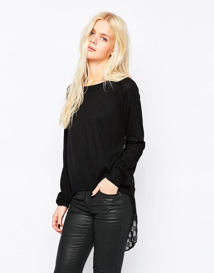 Religion Hollow Check Sweater - Jet Black