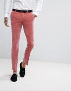 Noose & Monkey Super Skinny Suit Pants In Velvet - Pink
