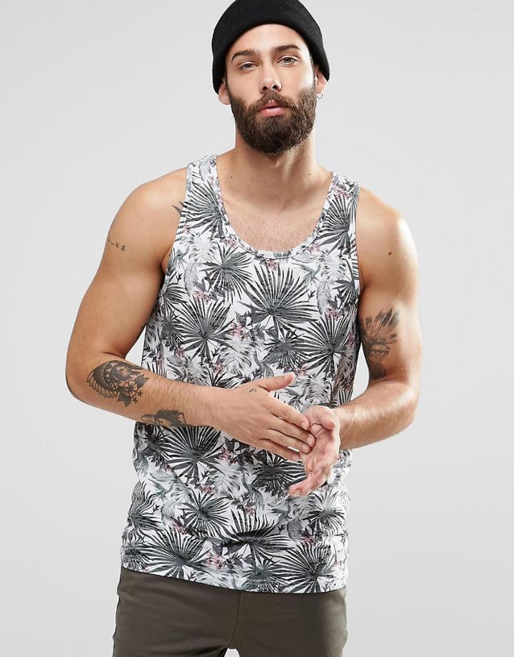 Only & Sons Tank With All Over Floral Sublimation Print - White