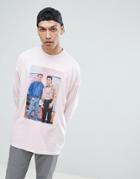 Asos Saved By The Bell Oversized Long Sleeve T-shirt - Pink