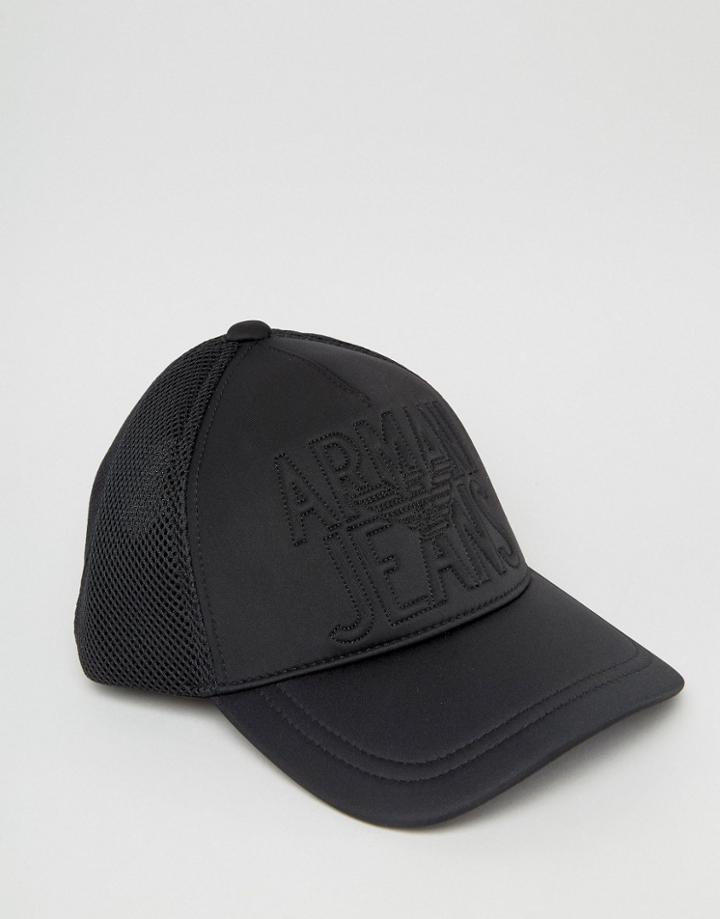 Armani Jeans Neoprene Baseball Cap In Black - Black