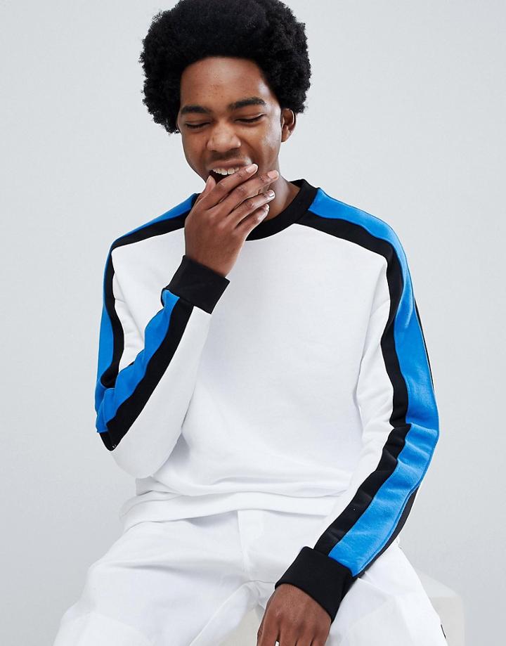 Bershka Sweatshirt With Side Stripe In White - White