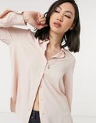 Mango Button Front Shirt In Pink
