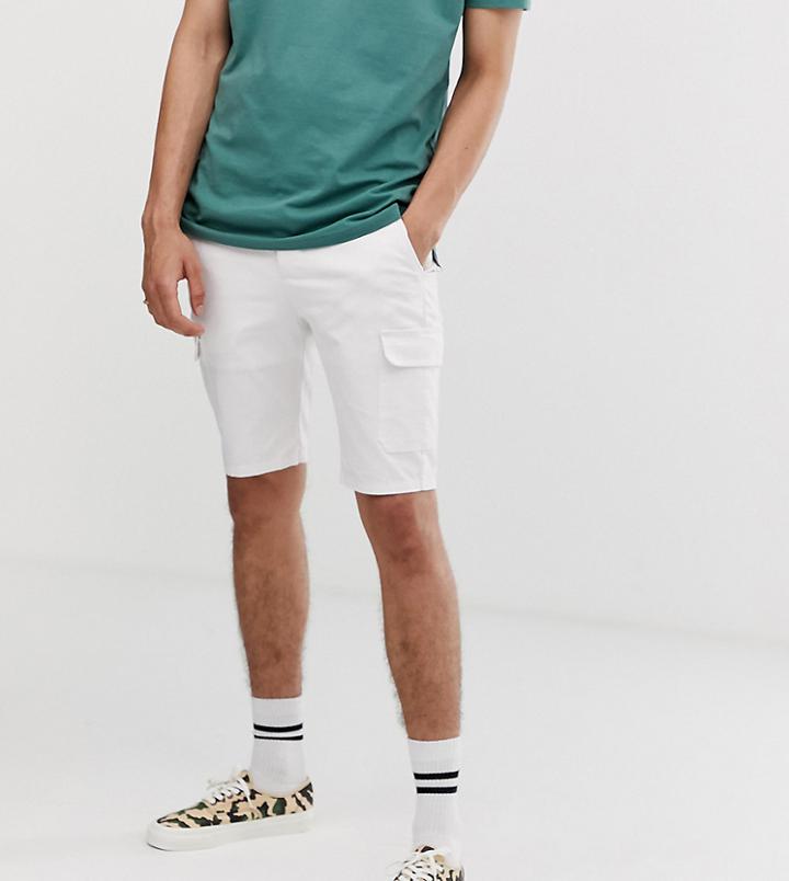 Asos Design Tall Super Skinny Cargo Shorts In White