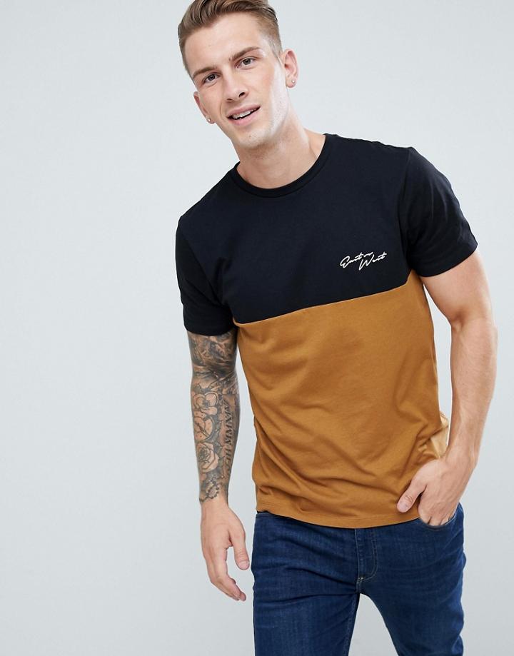 New Look Color Block T-shirt In Tan - Tan
