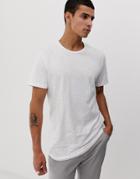 Jack & Jones Originals Longline Curved Hem T-shirt In White - White