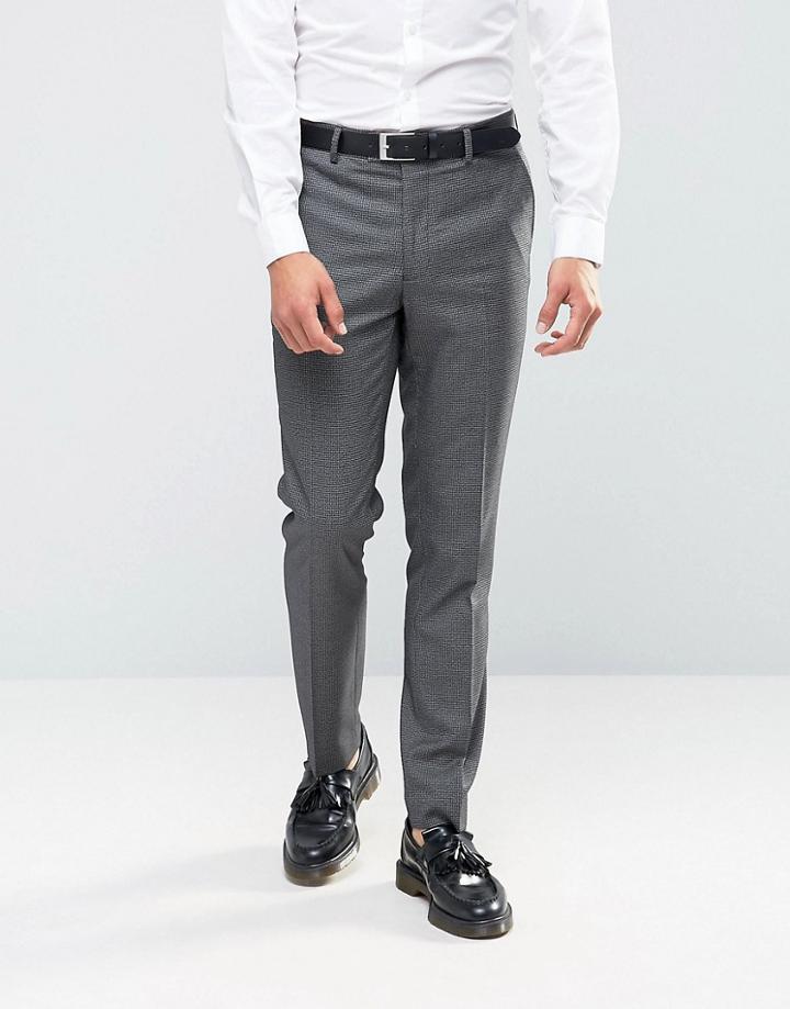 Farah Skinny Houndstooth Suit Pants - Gray