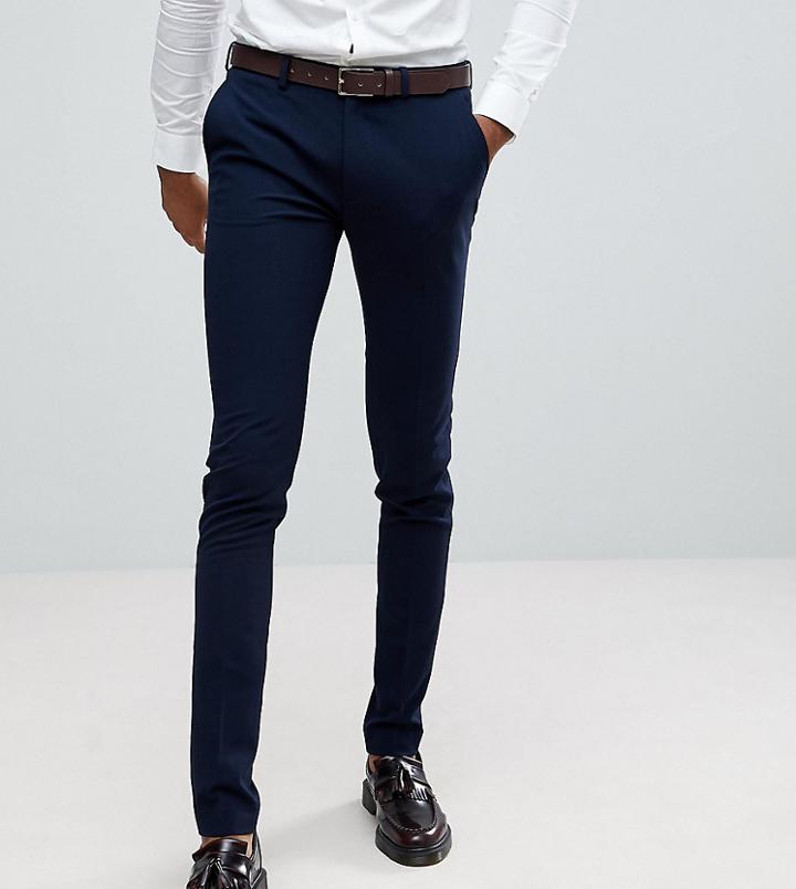 Asos Tall Super Skinny Fit Suit Pants In Navy - Navy