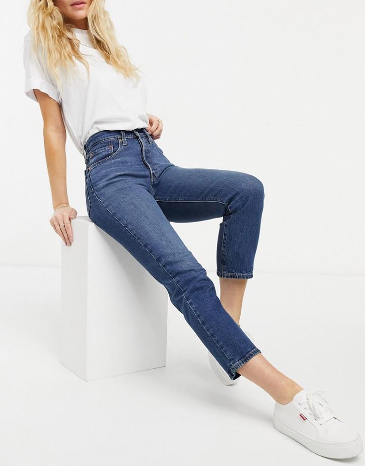 Levi's 501 Crop Jeans In Dark Wash-blues