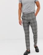 Asos Design Skinny Pants In Black Nep Wool Check - Black