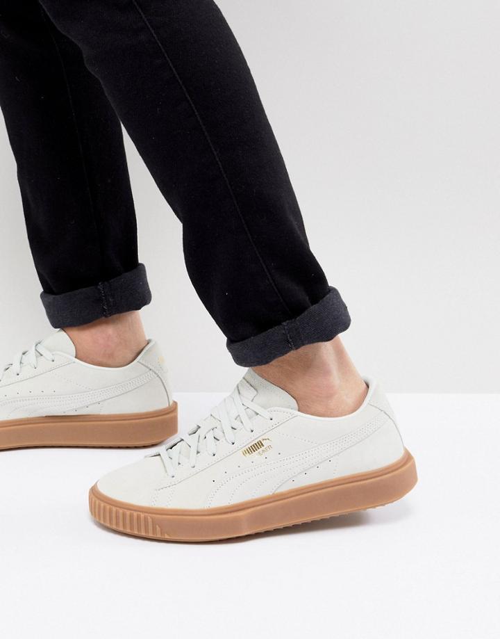 Puma Breaker Suede Gum Sneakers In White 36607902 - White