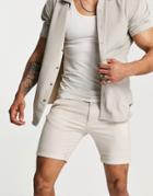 Jack & Jones Intelligence Slim Fit Linen Shorts In Ecru-neutral