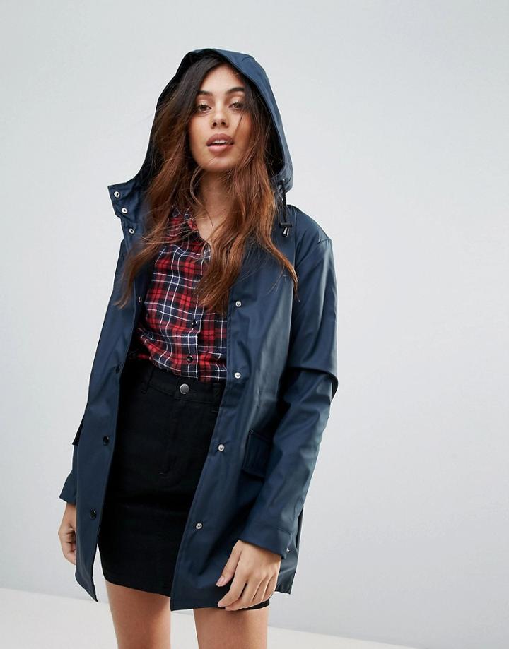 Brave Soul Glover Rubberised Trench With Fleece Lining - Navy