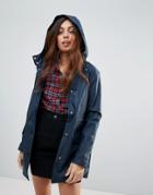 Brave Soul Glover Rubberised Trench With Fleece Lining - Navy
