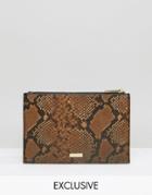 Skinnydip Exclusive Zip Top Pouch Bag In Ombre Faux Snake - Brown