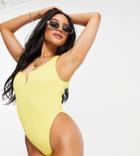 South Beach Exclusive Scrunch Swimsuit In Lemon Yellow