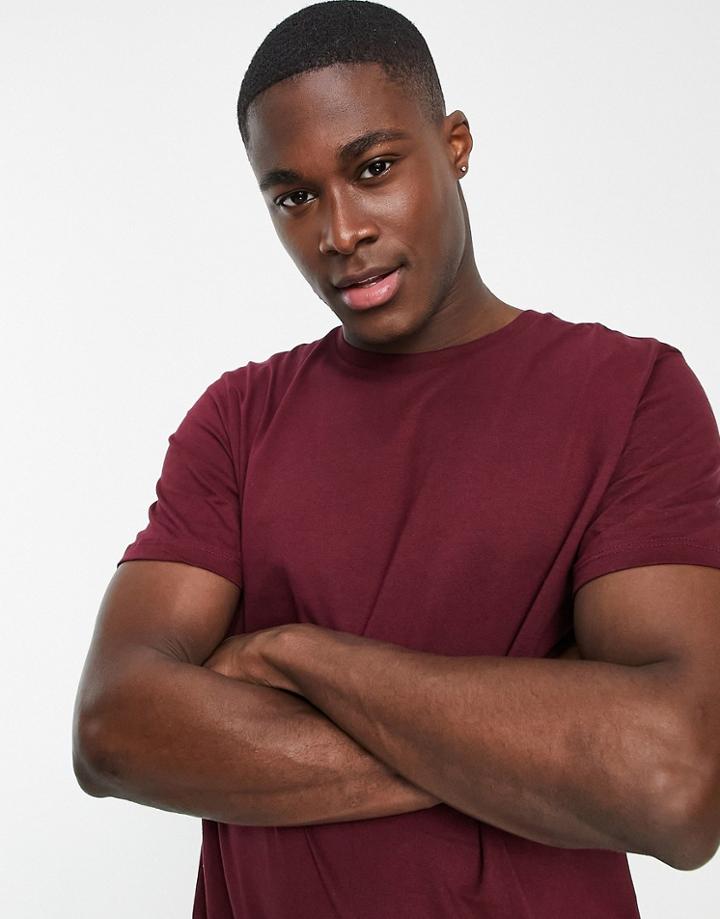 Topman Classic Fit T-shirt In Burgundy-brown
