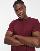 Topman Classic Fit T-shirt In Burgundy-brown