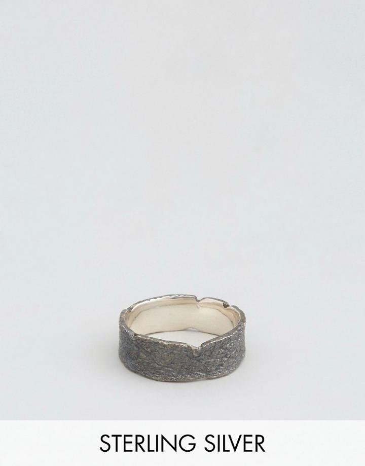 Asos Sterling Silver Ring With Oxidised Finish - Silver