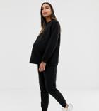 Asos Design Maternity Ultimate Sweat And Jogger With Tie Tracksuit - Black