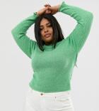 Asos Design Curve Recycled Blend Crew Neck Sweater In Skinny Rib In Twist - Green
