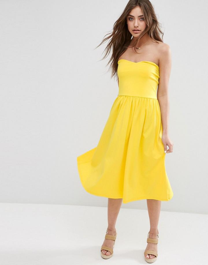 Asos Bandeau Midi Sundress - Yellow