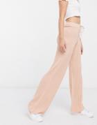 In The Style X Lorna Luxe Lullaby Ribbed Wide Leg Pants Two-piece In Blush-pink