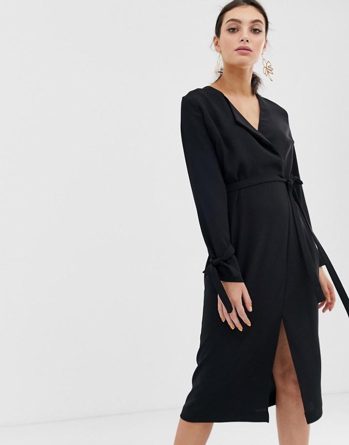 River Island Wrap Dress In Black