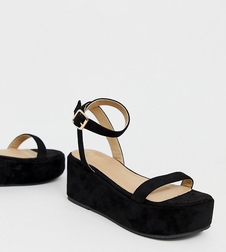 Raid Wide Fit Trina Black Two Part Flatform Sandals