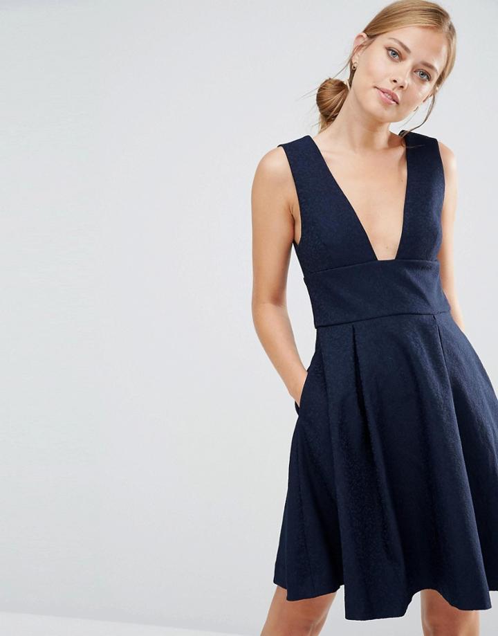 Keepsake Shake Up Plunge Front Dress - Navy
