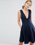 Keepsake Shake Up Plunge Front Dress - Navy