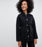 Monki Pocket Front Wrap Lightweight Jacket-black