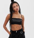 Reclaimed Vintage Inspired Cami Bralette With Logo In Hotfix - Black
