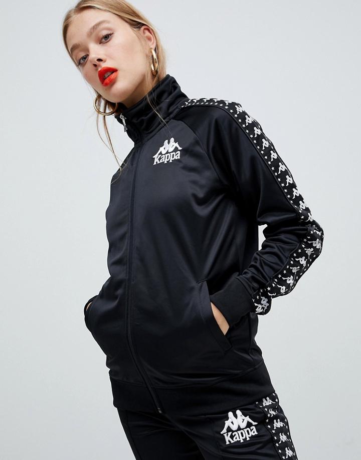 Kappa Tracksuit Jacket With Popper Sleeves And Banda Logo Taping Two-piece - Black