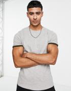 Brave Soul Ringer T-shirt In Light Gray