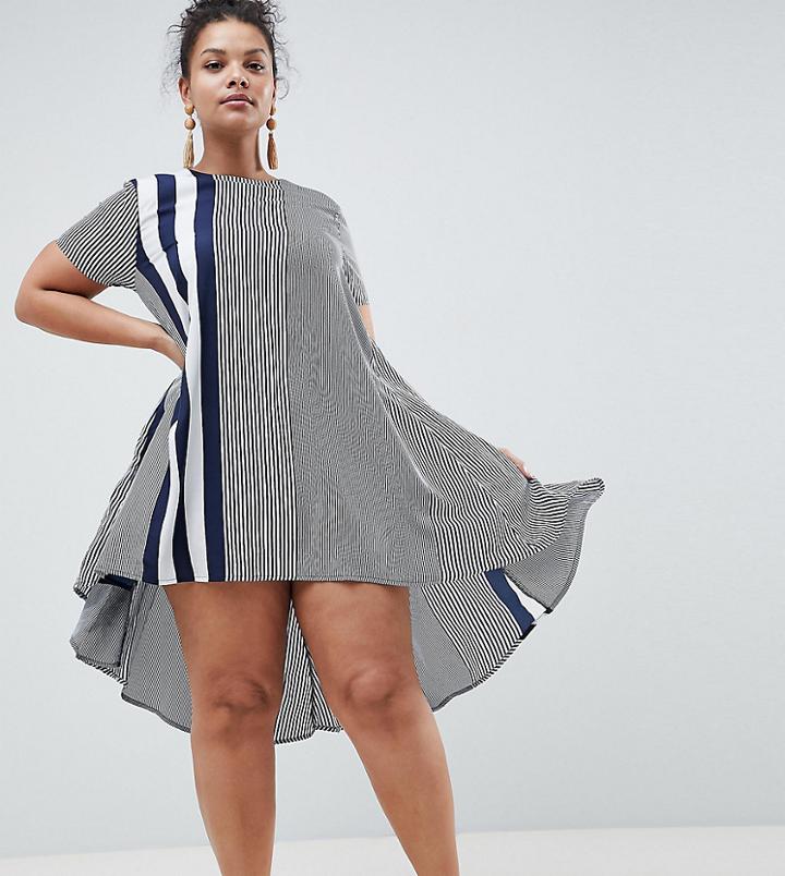 Ax Paris Plus Vary Stripe Swing Dress - Multi